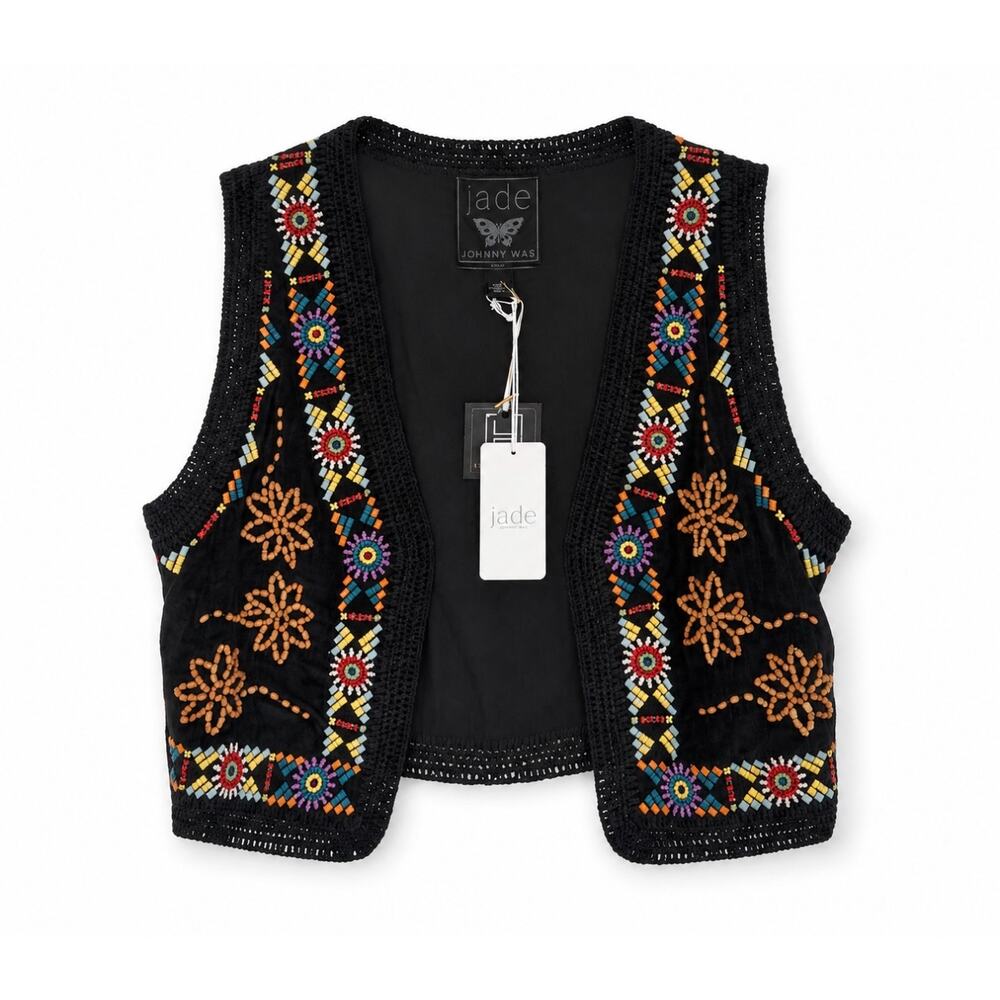 JADE by JOHNNY WAS Shiko Beaded Vest NWT Size Small - Picture 2 of 5
